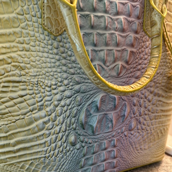 Brahmin Yellow and Blue Croc-Embossed Satchel - Picture 2 of 6
